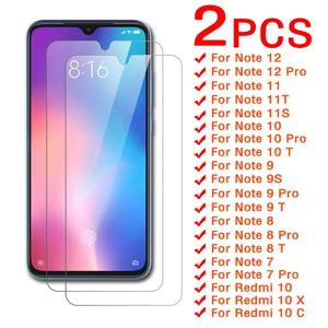 Xiaomi Redmi 10 10X 9 5G 화면 보호기 용 2PCS 강화 유리 Redmi Note 7 8 9 10 Pro Max S 11 12 Note 11T 9S 유리 필름