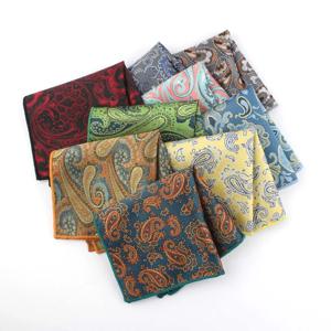 24CM 남성용 페이즐리 포켓 스퀘어 타월 폴리 에스터 자카드 공식 손수건 Neckwear 셔츠 액세서리 네이비 레드 웨딩 행키