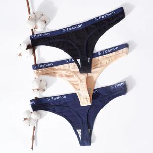 섹시한 티팬티 여성 코튼 팬티, 로우웨이스트 스트라이프 끈 팬티, 단색 언더팬츠 소녀 편안한 브리프, 티팬티 비키니