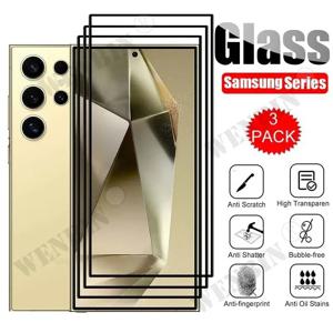 삼성 갤럭시 S26 S25 S24 S23 S22 울트라 플러스 FE A57 A56 A36 A17용 강화유리 3개, 전체 보호 유리