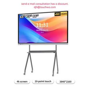 65 75 86 인치 스마트 TV 교실 및 회의용, 디지털 전자 화이트보드 4K HD 터치 스크린 인터랙티브 보드 휠 장착
