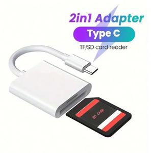 2 in 1 USB-C 카드 리더, 아이패드 프로, 맥북 및 기타 태블릿용 USB C to SD 카드 OTG SD/TF 메모리 컨버터