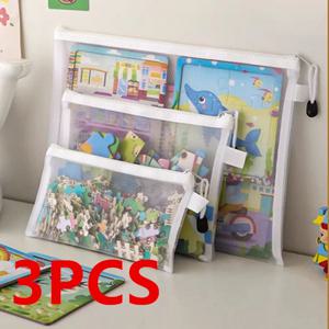 메쉬 지퍼 파일 가방 장난감 보관 가방, 빌딩 블록 퍼즐 서브 패키지 가방, 어린이 지퍼 투명 마감 보관함