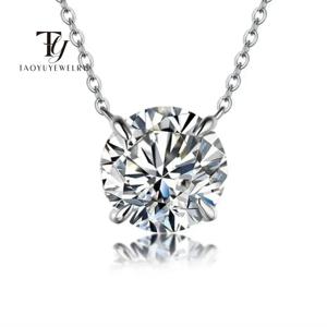 Moissanite Dia 6.5mm 0.5-5CT 여성 펜던트 Sier 목걸이 여성 체인 파티 신부 파인 쥬얼리 925 스털링 실버 목걸이