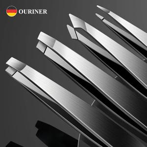 Ouriner 4pcs 세트 전문 핀셋 세트 눈썹 제모에 적합 파편 제거가 매우 쉽고 편안합니다.