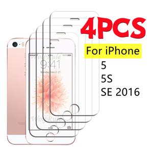 1/2/3/4Pcs iPhone 5 유리 Apple iPhone 5 5S SE 2016 강화 유리 9H 투명 투명 보호 화면 보호기 iPhone 5