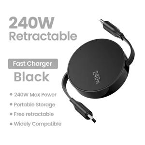 PD 240W USB-C - USB-C 접이식 고속 충전 타입-C 데이터 케이블, 아이폰, 삼성, 화웨이 등 휴대폰 충전에 적합