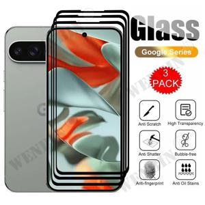 구글 픽셀 10 9 Pro XL 8 7 6 Pro 7A 6A 5A 4A 3 XL용 강화유리 3개, 전체 커버 곡면 스크린 보호 필름