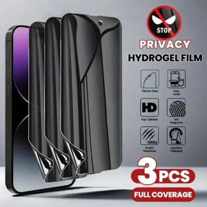 3Pcs 안티 스파이 하이드로 겔 화면 보호기 iPhone 16 15 14 13 12 11 Pro Max 12 13 Mini X XR XS Max 7 8 풀 커버 HD 개인 정보 보호