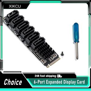 M.2 NVME M-Key PCIE 3.0 to SATA 6Gbps 6포트 확장 카드 NAS 하드 드라이브 확장 PCI-E 어댑터 라이저 카드 ASM1166 PM