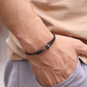 미니멀리스트 앵커 얇은 로프 팔찌 남성 의류 액세서리 스테인레스 스틸 조절 가능한 민족 팔찌 캐주얼 스포츠 옴므 Joias