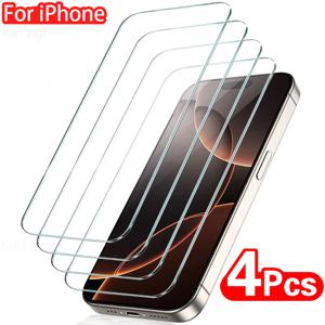 아이폰 17 16 15 14 13 12 11 프로 맥스 미니용 풀커버 강화유리 4개, 아이폰 7 8 플러스 X XS XR용 스크린 보호필름