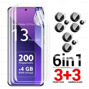 샤오미 레드미 노트 13 14 15 프로+ 5G 스크린 보호필름 노트13 프로 플러스 15프로 14프로 4G 렌즈 글래스용 6in1 곡면 소프트 하이드로겔 필름