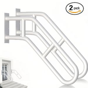 2개 계단용 업그레이드된 흰색 안전 난간, 곡선형 실외 계단 난간, 벽에 고정된 U-s를 포함한 1-3단계에 적합