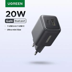 UGREEN 20W GaN 충전기 미니 USB C 폰 충전기 PD3.0 QC3.0 아이폰 17 16 15 프로 맥스 삼성 S25 샤오미 태블릿 아이패드 에어 프로용