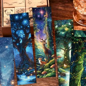 30Pcs 크리 에이 티브 절묘한 장식 참고 카드를 읽기위한 신비한 숲 풍경 아트 북마크 멀티 컬러 종이 북마크 세트