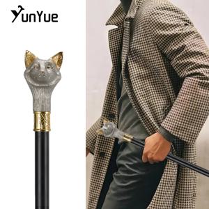 럭셔리 화이트 골드 폭스 패션 워킹 스틱 신사 숙녀 우아한 빈티지 워킹 지팡이 레이디 유행 워킹 지팡이 Crosier 93cm