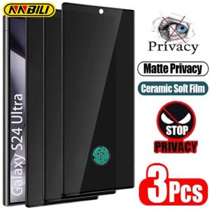NNBILI 3Pcs 삼성 갤럭시 S21 S22 S23 S24 울트라 노트 20 10 S9 S10 플러스 안티 스파이 필름에 대 한 무광택 세라믹 개인 정보 보호 화면 보호기