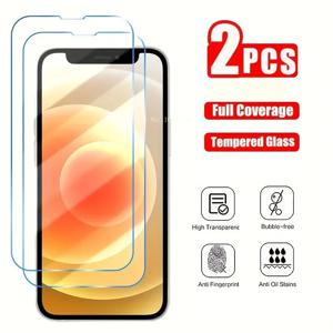 2Pcs HD 풀 커버 강화 유리 아이폰 11/12/13/14/15/16 Promax 16Pro 16E 15 14 Plus 6 7 8 Plus 12 미니 XR 보호 필름