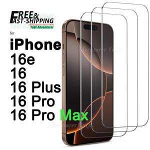 iPhone 16e 16 Pro Max Plus용 화면 보호기, 강화 유리 HD 크리스탈 운모 9H 안티 스크래치 케이스 친화적인 높은 알루미늄