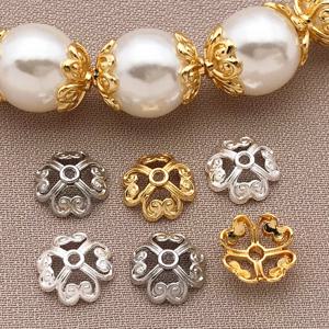 혼합 10/20pcs 18K 구리 도금 진정한 금 두꺼운 실버 화이트 골드 클로버 꽃 모자, DIY 쥬얼리 액세서리 만들기