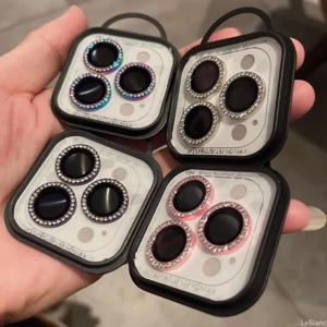 아이폰 15 14 프로 맥스 12 13 14 15 플러스 16 12 13 프로 맥스용 다이아몬드 카메라 렌즈 보호필름 2/3개, 반짝이는 메탈 카메라 글라스