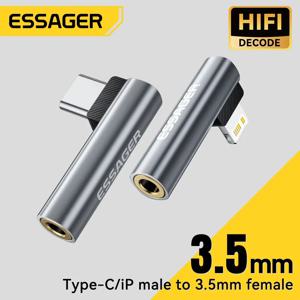 아이폰 16 15 삼성 라이트닝 to 3.5mm 헤드폰 어댑터, 아이폰14 13용 Essager L자형 Type-C to 3.5mm 잭 오디오 어댑터