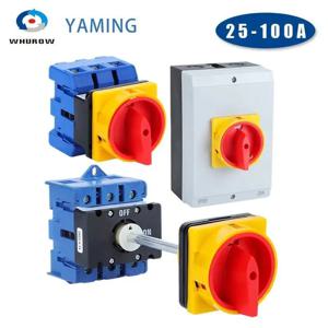 YMD11 시리즈 25-100A 3P 4P 절연체 스위치 실버 접점 ON-OFF 로터리 캠 선택기 캐비닛 제어 방수 상자 LW30