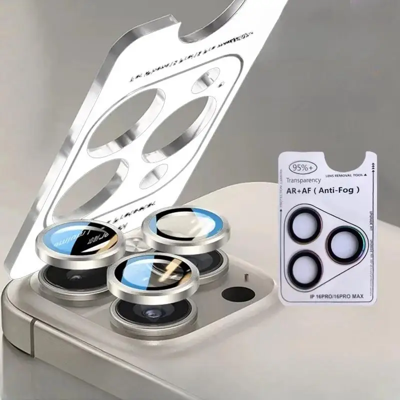 아이폰 15 16 Pro Max 16pro 15plus 렌즈용 AR+AF 카메라 렌즈 링 강화유리 1개, 아이폰 16pro Max용 렌즈 스크린 보호 강화유리