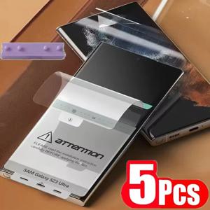 삼성 갤럭시 S25 S24 S23 S22 S21 S20 노트 20 울트라 S25 플러스 S24 S23 FE용 풀커버 TPU 하이드로겔 필름 스크린 보호필름 5매