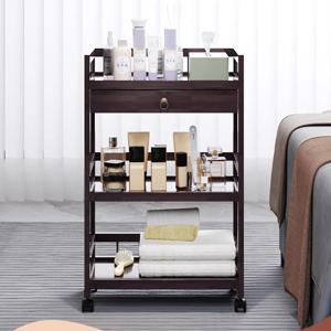 대나무 뷰티 살롱 롤링 카트 이동식 네일 헤어 스타일링 도구 정리함 (스파, 이발소, 가정용 수납 트롤리)