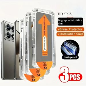 샤오미 레드미 노트 14 프로+ 13 12 프로 11 4G 5G용 풀커버 HD 강화유리 액정 보호필름 3매 (자동 먼지 제거 기능 포함)