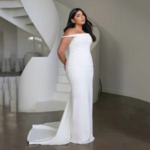 Eightree 화이트 머메이드 웨딩 드레스 2026 오프 숄더 스윕 트레인 신부 드레스 긴 저녁 웨딩 파티 드레스 맞춤형
