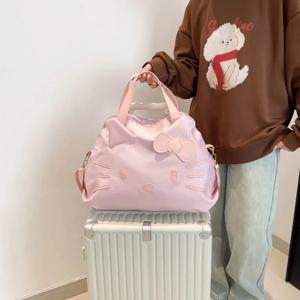 2025 신형 대용량 휴대용 짧은 여행 가방 출장용 여행 가방 헬로키티 캐주얼 숄더백