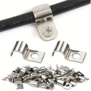 50pcs Motorhome 금속 파이프 케이블 고정 클램프 직경 용 U 자형 스테인레스 스틸 클립 후크. 6-7mm 파이프 RV 캠핑카 액세서리