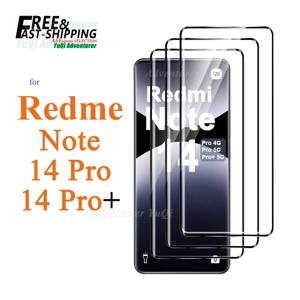레드미 노트 14 프로 4G 5G 플러스 6.67인치 3D 스크린 보호필름, 측면 접착 강화유리 HD 크리스탈 9H 안티 스크래치 케이스 호환