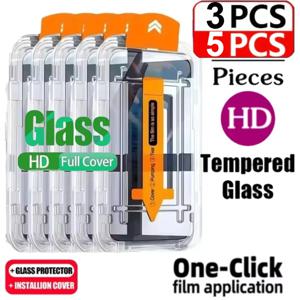 3-5개입입, 먼지 없는 간편 설치 강화유리, 아이폰 17 16 15 14 Pro Max 13 12 11 16e X XR XSMax 8 Plus 액정 보호필름