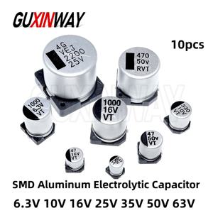 10PCS SMD 알루미늄 전해 콘덴서 6.3V 10V 16V 25V 35V 50V 1UF 2.2UF 10UF 22UF 47UF 100UF 220UF 470UF 1000UF