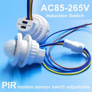 AC85-265V 이중 조절 가능 지연 PIR 센서 감지기 스마트 스위치 LED PIR 적외선 모션 센서 자동 스위치 라이트 스트립 스위치