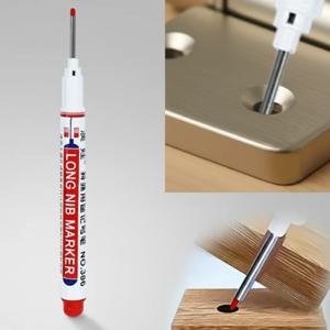 긴 바늘 마커 펜 레드 블루 방수 특수 욕실 정원 목공 유리 금속 DIY 깊은 구멍 오일 펜