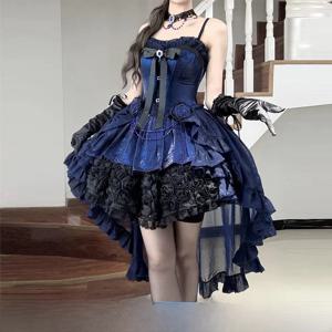 프린세스 스타일 생일 파티 성인식 로리타 볼 가운 여성용 퓨어 데지어 퍼피 스커트 스트랩리스 숏 이브닝 드레스