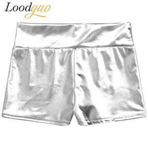 여성용 폴댄스 의상 핫팬츠 에나멜 가죽 뮤직 페스티벌 레이브 파티 클럽웨어 반짝이는 메탈릭 반바지