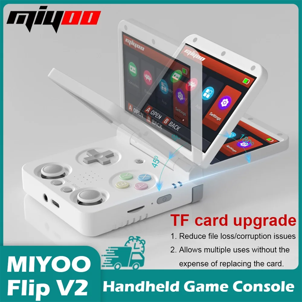 【브랜드+】MIYOO Flip V2 휴대용 게임기 3.5'' IPS 스크린 리눅스 시스템 Onion OS 비디오 게임 콘솔 무료 보관 가방 포함 게이머용