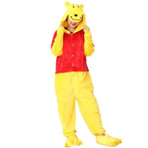 위니 베어 Onesies 만화 동물 Onesie 여자 남자 여자 소년 잠옷 할로윈 재미 있은 파티 정장 겨울 홈 전체 의상