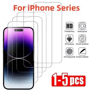 아이폰 17 16 15 14 13 12 11 프로 맥스용 강화유리 1-5개, 아이폰7 8 15 16 17플러스 SE X XS XR용 스크린 보호필름
