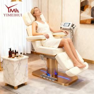 화이트 골드 뷰티 살롱 속눈썹 페이셜 베드 3모터 전동 뷰티 베드 의자 (뷰티샵용)