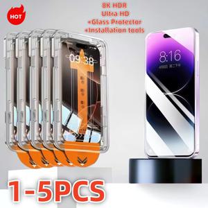 1-5개 먼지 없는 설치 강화유리 아이폰 17 16 13 15 14 11 12 프로 맥스 16프로 12 미니 XR XS X SE 화면 보호기