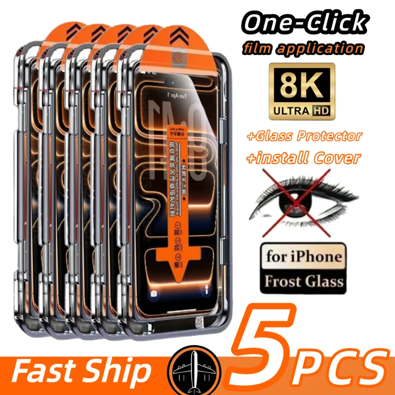 아이폰 17 16 프로 맥스 15 14 11 12 13 미니 XR XS용 5개입 HD 강화유리 스크린 보호필름, 스크래치 방지, 먼지 없는 설치