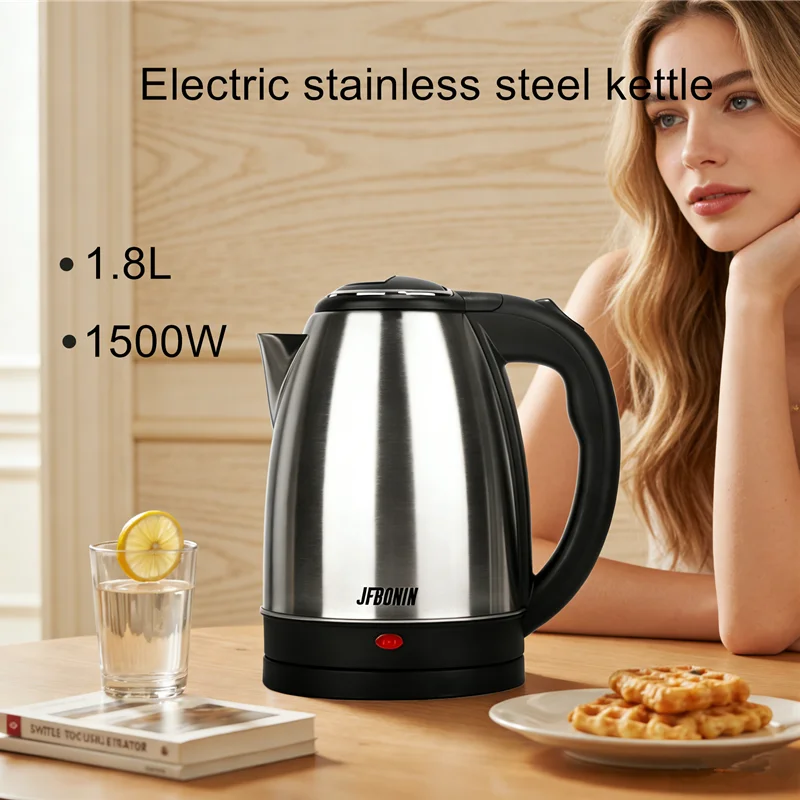 JFBONIN 1.8L 전기 스테인리스 스틸 주전자 220V 분리형 디자인 녹 방지 내구성 가정 여행용