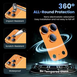 아이폰 17 프로 맥스 카메라 렌즈 보호필름 [강력한 흡착력][케이스 호환] 메탈 강화유리 후면 카메라 스크린 커버